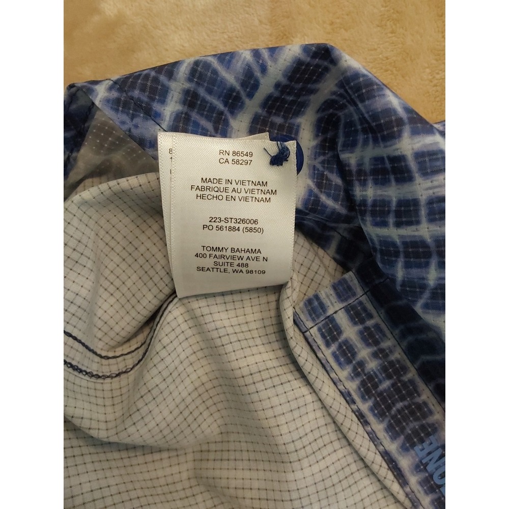 Tommy Bahama IslandZone Shirt Mens Large Blue Geometric Button Up Stretch Casual - Picture 12 of 14